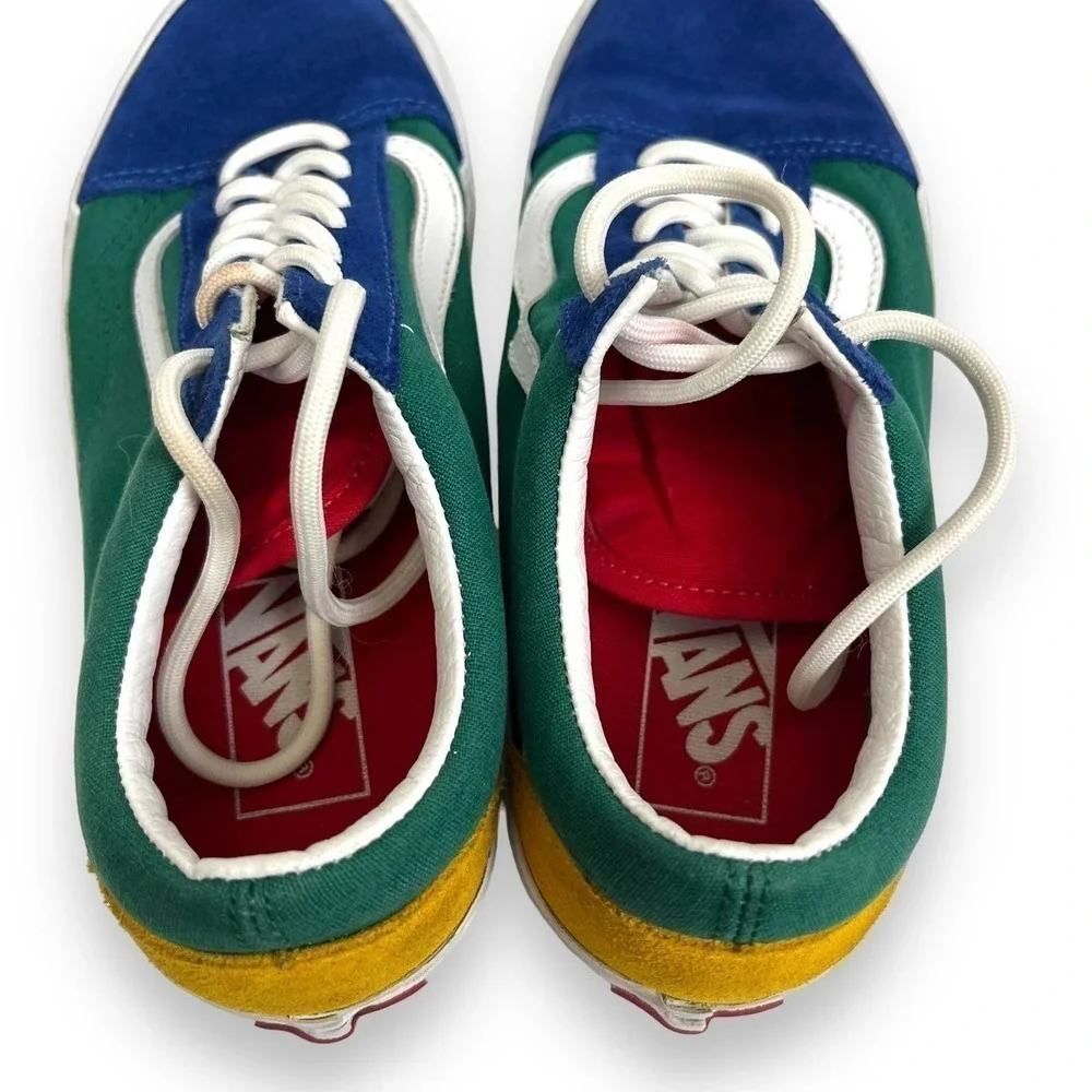Vans Yacht Club Old Skool Suede Shoes Blue/Green/Yellow Colorblock 6.5